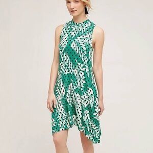 Anthropologie Maeve Caye Swing Dress Small Polka Dot Mock Neck Sleeveless